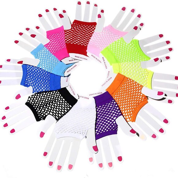 Lone Fishnet Gloves Fingerless For Women Fish Net Arm Sleeve Mesh Emo Goth Punk - Picture 5 of 6